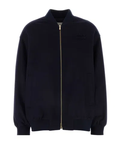 Miu Miu Long-sleeved Casual Jacket In Navy Blue