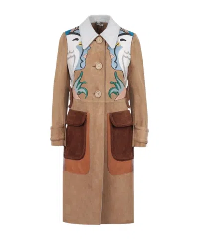 Miu Miu Long-sleeved Coat In Multi