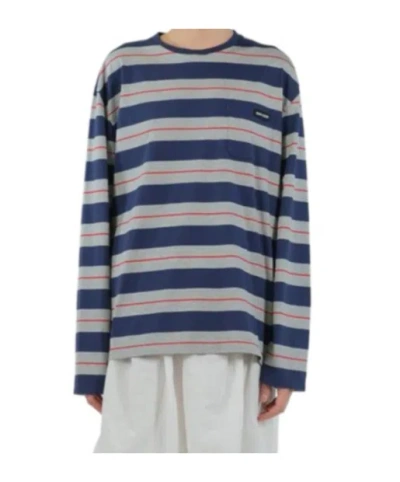Miu Miu Long-sleeved Cotton Jersey T-shirt In Blue
