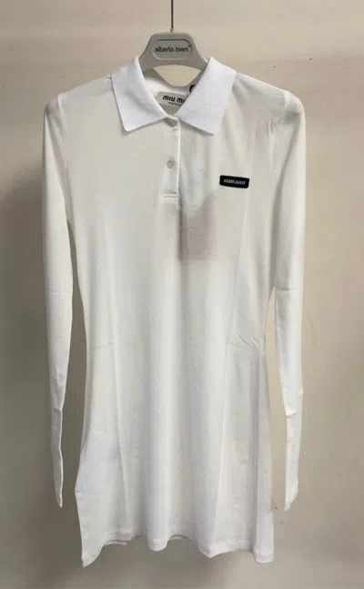 Miu Miu Long-sleeved Dress In White