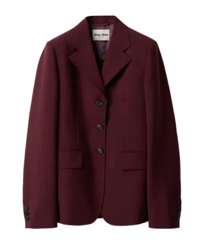 Miu Miu Long-sleeved Jacket In Brown