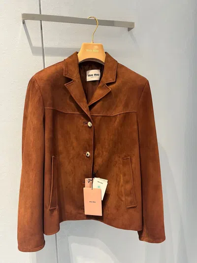 Miu Miu Long-sleeved Jacket In Brown