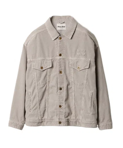 Miu Miu Long-sleeved Jacket In Nude