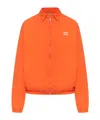 Miu Miu Cotton Poplin Bomber Jacket With Logo In Orange
