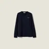 Miu Miu Long-sleeved Jersey T-shirt In Blue