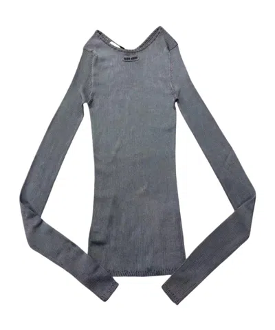 Miu Miu Long-sleeved Knitwear In Gray