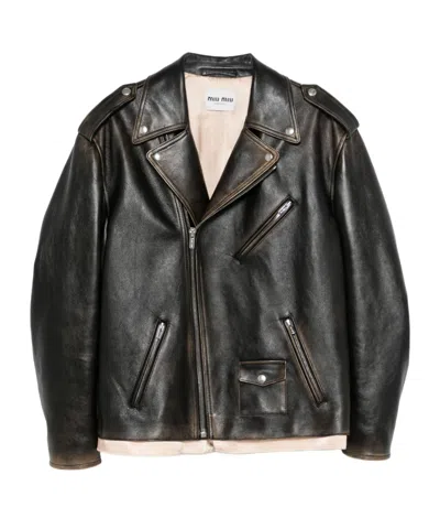 MIU MIU NAPPA LEATHER BIKER JACKET