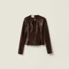 Miu Miu Long-sleeved Nappa Leather Top With Buckle In Brown