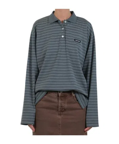 Miu Miu Long-sleeved Polo Shirt In Gray