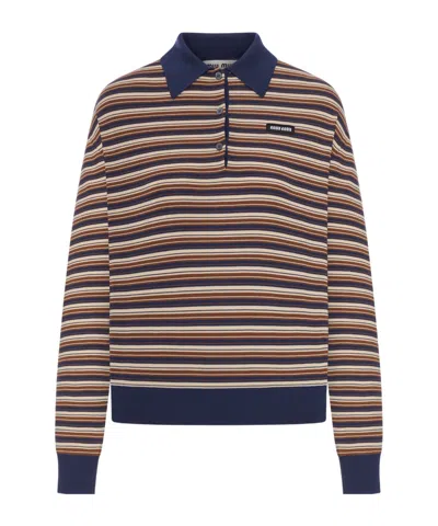 Miu Miu Long-sleeved Polo Shirt In White