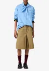 Miu Miu Long-sleeved Poplin Shirt With Scouts Scarf In Light Blue