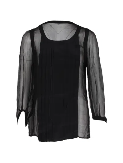 Pre-owned Miu Miu Long-sleeved Sheer Top In Black