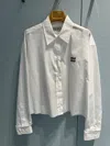 Miu Miu Cropped Cotton Poplin Shirt In White