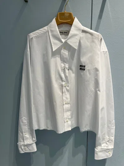 Miu Miu Long-sleeved Shirt In White