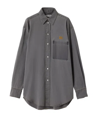 Miu Miu Long-sleeved Shirt In Black