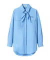 Miu Miu Long-sleeved Poplin Shirt With Scouts Scarf In Blue