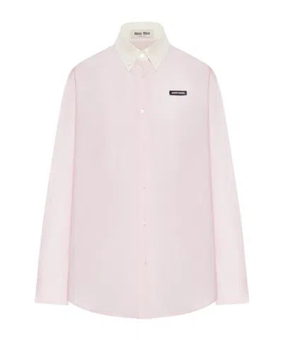 Miu Miu Long-sleeved Shirt In Pink