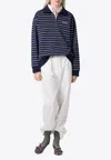 Miu Miu Long-sleeved Stripe Polo T-shirt In Blue