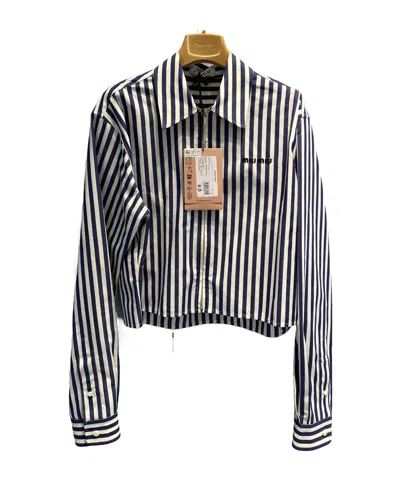 Miu Miu Long-sleeved Striped Shirt In Black