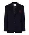 Miu Miu Wool Blend Blazer Back Vent Button Cuffs In Navy Blue