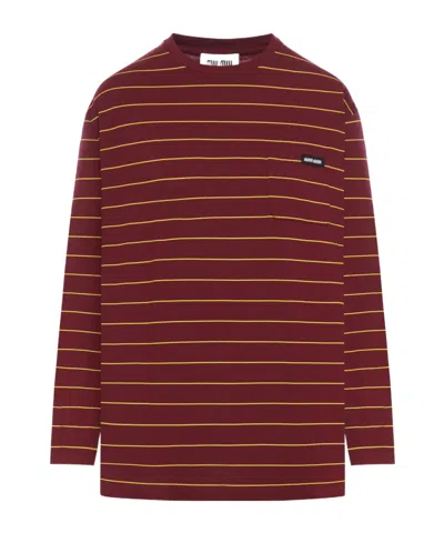 Miu Miu Long-sleeved T-shirt In Red