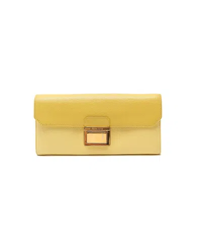 Pre-owned Miu Miu Long Wallet In Yellow
