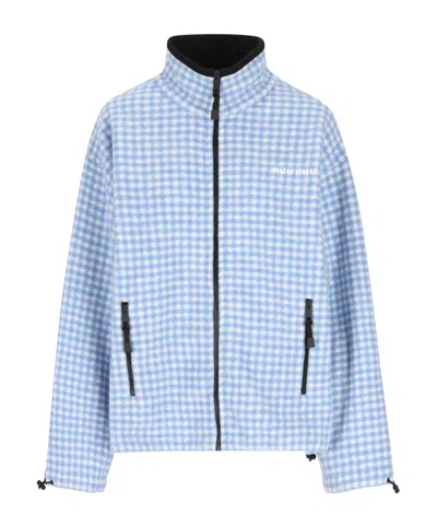 Miu Miu Wool Blouson Jacket Casual Outdoor Style In Blue