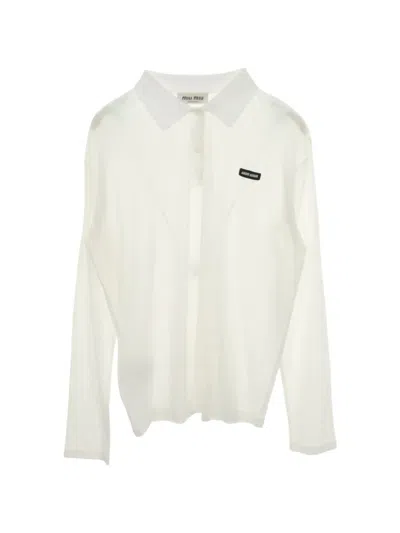 Pre-owned Miu Miu Long-sleeve Polo Shirt In White