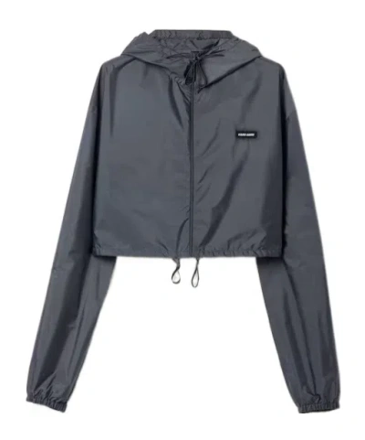 Miu Miu Long-sleeved Casual Jacket In Gray
