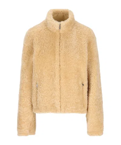 Miu Miu Long-sleeved Casual Jacket In Nude