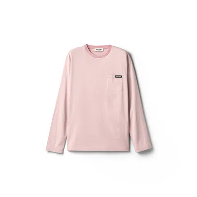 Miu Miu Long-sleeved Cotton Jersey T-shirt In Pink