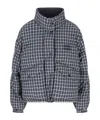 Miu Miu Jacket High Collar Checked Pattern Pockets Quilted In Multi