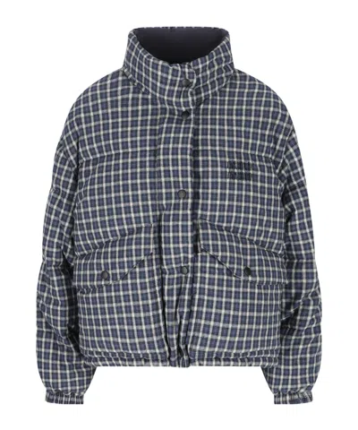 MIU MIU CHECK-PATTERN QUILTED JACKET
