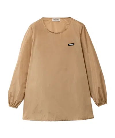Miu Miu Long-sleeved Crewneck Dress In Animal Print