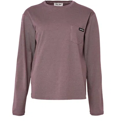 Miu Miu Long-sleeved Shirt In Purple