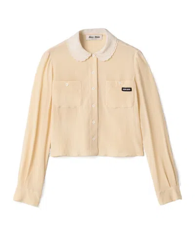 Miu Miu Long-sleeved Shirt In Brown