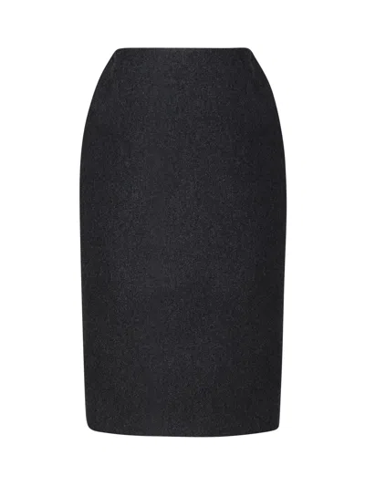 Miu Miu Longuette Skirt In Virgin Wool In Grey