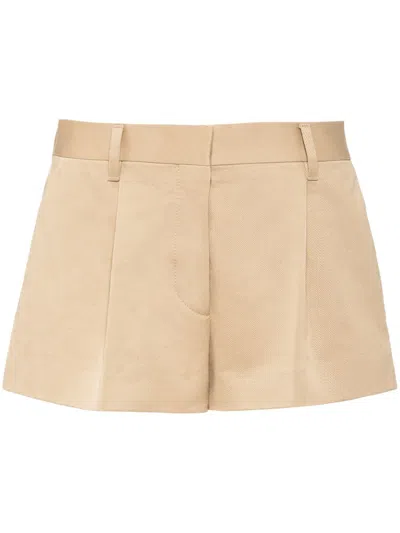 Miu Miu Low-rise Chino Shorts In Neutrals
