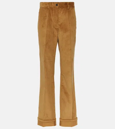 Miu Miu High-rise-hose Aus Cord In Brown