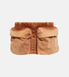 Miu Miu Low-rise Denim Miniskirt In Cognac
