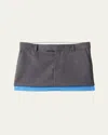 Miu Miu Low-rise Poplin Layered Wool Mini Skirt In F0308 Antracite