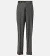 Miu Miu Low-rise Wool Straight Pants In Grey
