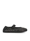 Miu Miu Ruched Nappa Leather Ballet Flats In Black