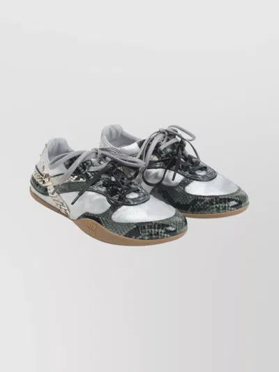 Miu Miu Low-top Lace-up Shoes Mixed Textures In Multi