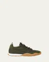 Miu Miu Low-top Nylon & Leather Sneakers In Loden