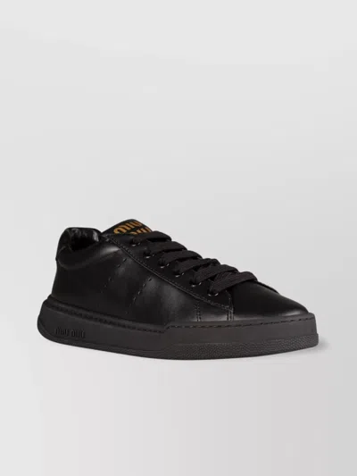 Miu Miu Low-top Rubber Sole Sneakers In Black