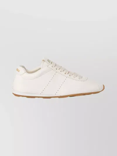 Miu Miu Low-top Sneakers With Rubber Sole And Stitching In White
