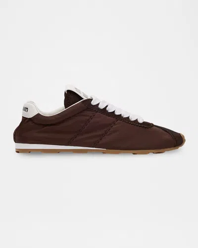 Miu Miu Low-top Nylon & Suede Sneakers