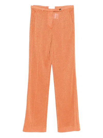 Miu Miu Lurex Pressed-crease Trousers In Orange