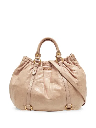 Pre-owned Miu Miu Lux Gathered Tote Bag In Pink